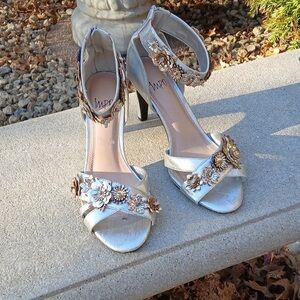 Silver and Gold Floral Women's Heels